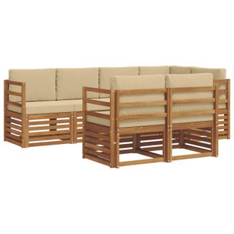 vidaXL Conjunto De Sof&aacute; Seccional Con Coj&iacute;n 7 Pcs Natural Y Beige Vidaxl