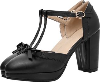 UPKOCH Chunky Heel Sandals for Women with Bowknot Design PU Material High Heels Non-slip Rubber Sole Comfortable Summer Footwear for Parties Weddings and Off