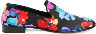 Giuseppe Zanotti Lewis Bloom printed loafers - men - Silk/Leather/Leather - 41 - Black