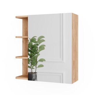 Vicco Armario Con Espejo De Ba&ntilde;o Fynn, Roble Dorado, 62 X 64 Cm