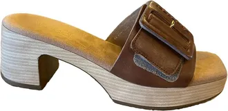 Gabor Womens Leather Slip On Sandals In Camel