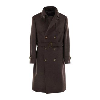 Brunello Cucinelli Double-breasted trenchcoat met ceintuur - Heren - Trenchcoats - Bruin - 2XL - Jassen