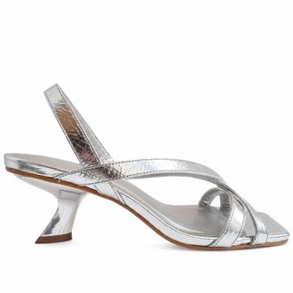 Carrano Womens Heeled Strappy Sandal In Metallic Silver