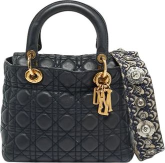 Dior Pre-owned Lady Tote - Dames - Vintage Handtas - Blauw - ONE Size - Leer - Vintage
