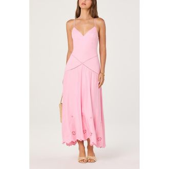 ASTR the Label Lainey Ladder Stitch & Embroidery Detail Linen Blend Dress in Pink at Nordstrom, Size X-Small