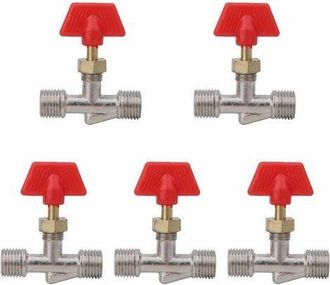 OEM Rapanda - Confezione Da 5 Valvole A Spillo Da 1/4 Di Pollice - Valvola A Sfera In Ottone - Connessione A Tenuta Stagna Per Compressore DAria - Sostitu