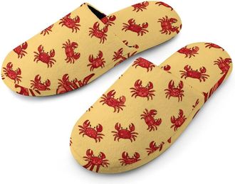 Generic Crabs Print Mens Slippers Warm Non-Slip Houes Shose Spa Slipper for Home Bedroom