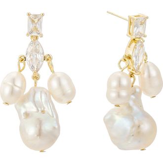 Untamed Petals Astoria Freshwater Pearl Drop Earrings in Gold at Nordstrom