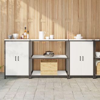 Berkfield Home Kitchen Storage Set with Shelf with Storage with Door 3 pcs White 210 x 50 x 92 cm