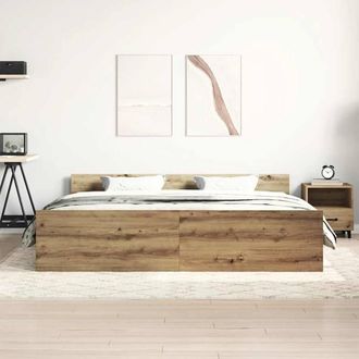 Berkfield Home Durable Bed Frame without Mattress Artisan Oak 180x200cm Engineer in Brown | Size: Super King