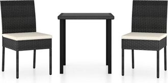 vidaXL Conjunto De Comedor De Jard&iacute;n 3 Piezas Rat&aacute;n Sint&eacute;tico Negro Vidaxl