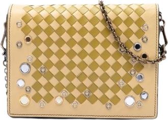 Bottega Veneta Pre-owned Nappa Leren Crossbody Tas - Dames - Vintage Schoudertas - Beige - ONE Size - Leer - Vintage