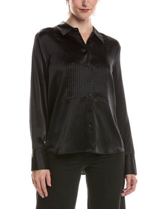 L'agence Divya Pintuck Silk Tux Shirt