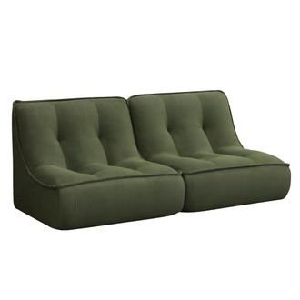 Oviala Juego de 2 sillones de tela 160 x 90 x 70 cm color verde