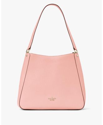 Kate Spade New York Womens Leila Pebbled Leather Medium Triple Compartment Shoulder Bag - Pink - One Size