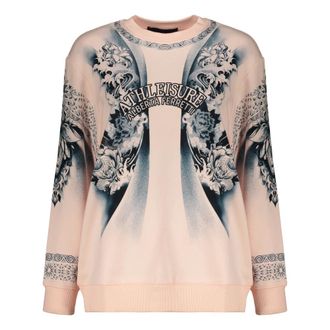 Alberta Ferretti Cotton Sweatshirt with Print - female - Alberta Ferretti - Sweatshirts - Pink - XL - Sweatshirts & Hoodies