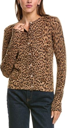 Sofiacashmere Sofiacashmere Leopard Print Wool & Cashmere-Blend Cardigan