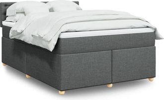 vidaXL Cama Box Spring Con Colch&oacute;n Tela Gris Oscuro 160x200 Cm Vidaxl