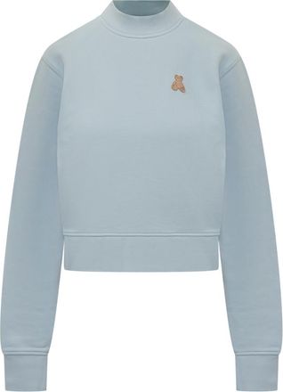 Palm Angels Blue Logo Mock Collar Sweater