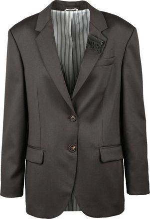 Brunello Cucinelli Jassen, Dames, Bruin, M, Wol, Giacca stondata