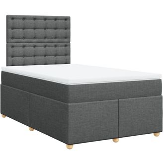 vidaXL Cama Box Spring Con Colch&oacute;n Tela Gris Oscuro 120x190 Cm Vidaxl