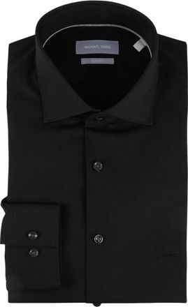 Michael Kors Slim-Fit Stretch Katoenen Shirt - Heren - Casual Overhemden - Zwart - M - Katoen - Overhemden