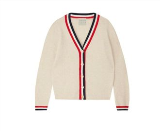 JUMPER 1234 Womens Stripe Cardigan In Oat