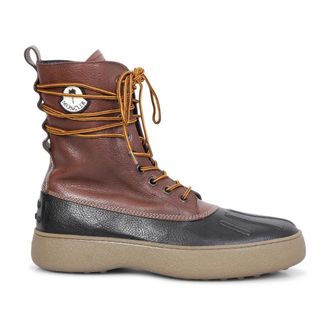 Tod's Tods, Lace-up Boots, male, Brown, Size: 7 US Leather Boots with Side Logo Detail