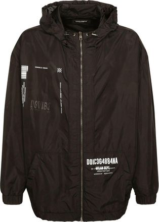 Dolce & Gabbana logo-print hooded jacket - men - Nylon - M - Black
