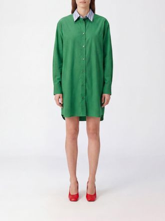 Loewe Long-Sleeve Cotton Mini Shirt Dress with Embroidered Logo