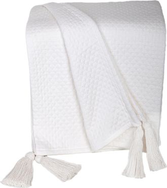 Parkland Collection Khonsu Diamond Stitch Tassel Throw Blanket in White at Nordstrom Rack