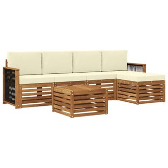 vidaXL Conjunto De Sof&aacute;s De Exterior Con Coj&iacute;n 6 Pcs Natural Y Crema Vidaxl