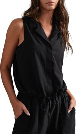 Rhone Mirage Sleeveless Performance Button-Up Shirt in Pure Black at Nordstrom, Size Xx-Large