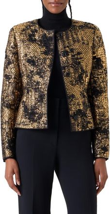 Akris Fragmented Techno Lam&eacute; Jacquard Jacket in Gold-Black at Nordstrom, Size 12