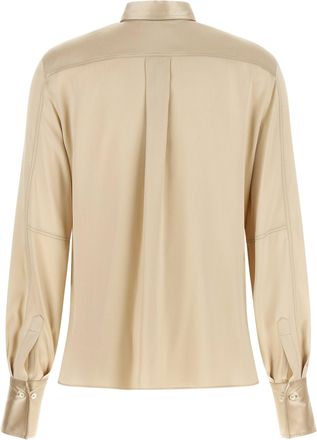 Brunello Cucinelli Stretch Silk Satin Shirt - Beige