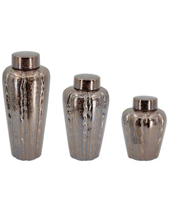 A&B Home Discontinued A&B Home Spitzer Metallic Glaze Ceramic Canisters Set Of 3