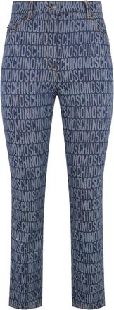 Moschino Jeans, Dames, Blauw, XS, Katoen, Stretch Geometric Pants