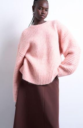 Topshop Balloon Sleeve Crewneck Sweater in Pink at Nordstrom Rack, Size Small