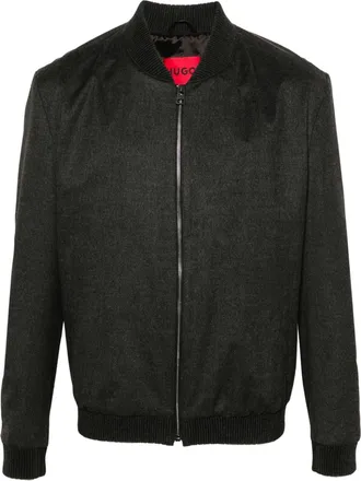 HUGO BOSS flannel jacket - men - Viscose/Polyester/Elastane/Polyester/Wool - 52 - Grey