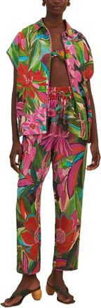 Farm Rio Linen-Blend Jardin De Reve Shirt