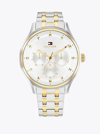 Tommy Hilfiger Reloj de brazalete chapado en oro bitonal