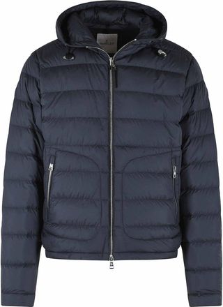 Moncler Navy Blue Polyester Short Hooded Down Jacket