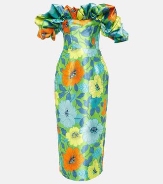 Alemais Alémais Floral ruffled satin midi dress