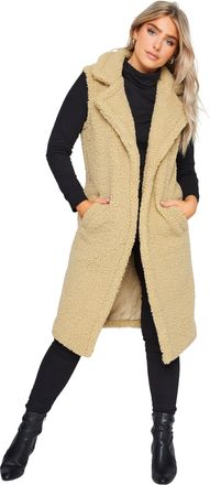M&Co Womens Natural Cream Borg Longline Gilet - Womens