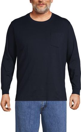 Lands End Super-T Long Sleeve T-Shirt with Pocket in Radiant Navy at Nordstrom, Size Xx-Large