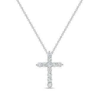 Diana M. Jewels 14kt White Gold 0.50 cts Lab Grown Round Diamond Cross Pendant