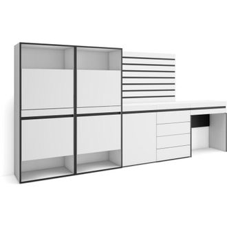 Skraut Home Zapatero, Armario Zapatos Botas, 297x145x35 Cm, Dormitorio, Habitaci&oacute;n, C&oacute;moda, Cajonera, Listones Decorativos, Tocador, Estilo Moderno, Blanco - Skra