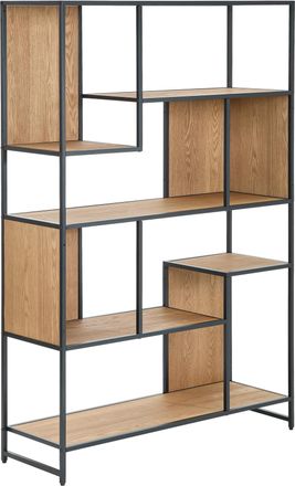 MID.YOU Mid.you Regal, Naturfarben, Schwarz, Holz, Holzwerkstoff, Tanne,Tanne, furniert, 6 F&auml;cher, 110x160x35 cm, Holzm&ouml;bel, Holzregale, B&uuml;cherregale Holz