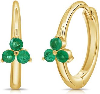 Sabrina Designs 14K 0.31 Ct. Tw. Diamond & Emerald Hoop Earrings