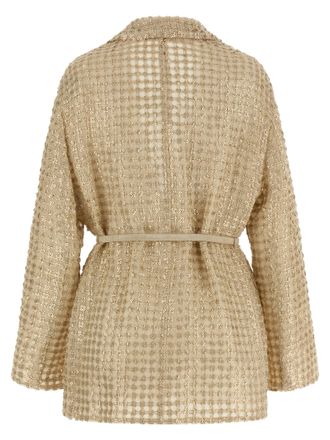 Brunello Cucinelli Womens Beige Silk Blazer Clothing